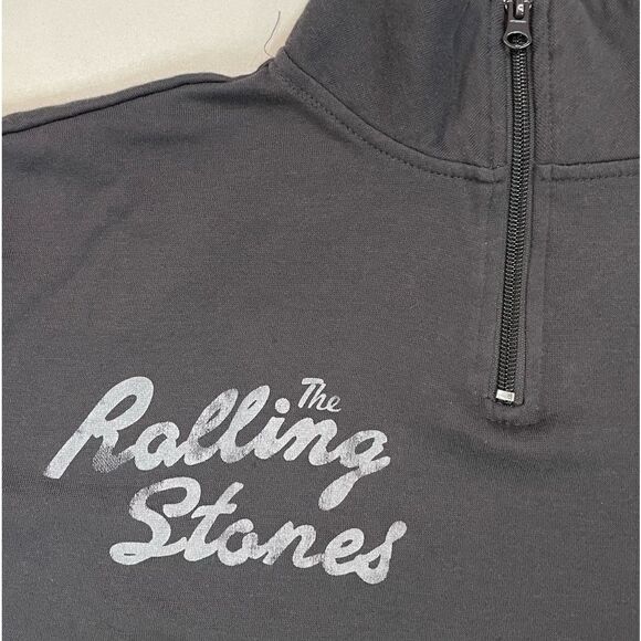 The Rolling Stones Quarter Zip Lightweight Sweatshirt Women Small Gray Music - Picture 4 of 6